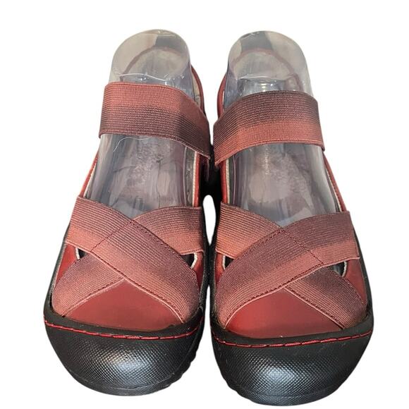J-41 ADVENTURE Peak‎ Burgundy Leather Slip On Trail Flat Women’s Size 8 - Picture 2 of 7